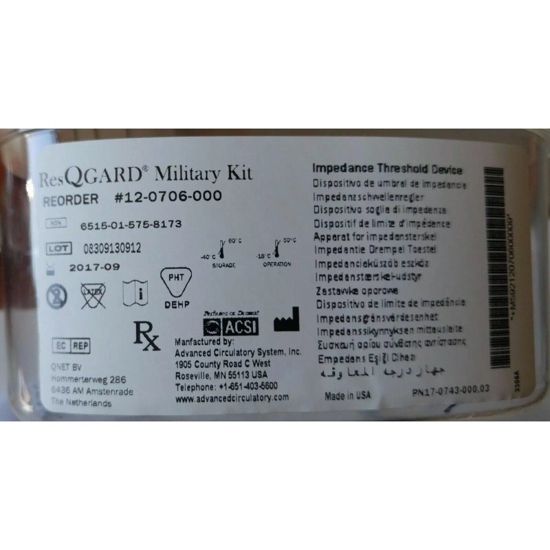 ResQGARD Military Kit Impedance Threshold Device 12-0706-000 NSN 6515015758173