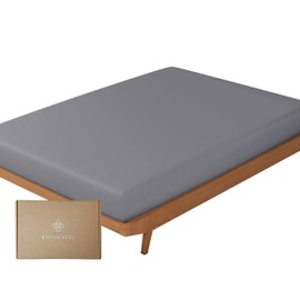 BIOWEAVES 100% Organic Cotton 1 Fitted Sheet Only, 300 Thread Count Soft Sateen Weave GOTS Certified with deep Pockets (King, Gray)