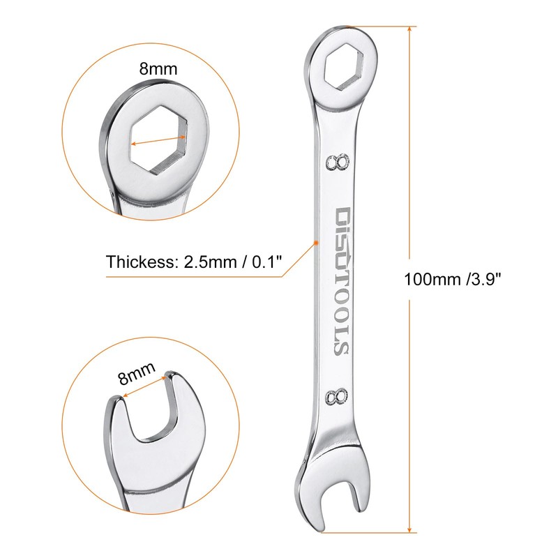 sourcing map Thin Combination Wrench Metric 8mm 6-Point Ended Box