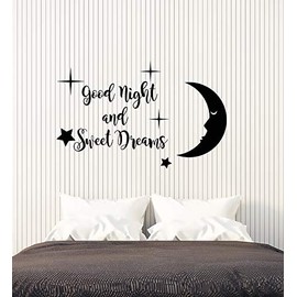 Vinyl Wall Decal Words Quote Good Night and Sweet Dreams Stickers Large Decor (3148ig) Black
