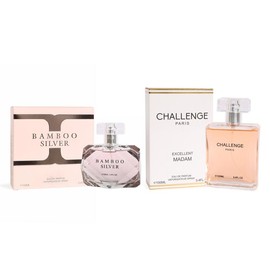Women's Bundle Perfume - Bamboo Silver and Challenge Paris 100ml/3.4fl.oz. each - Spray Perfume Set for Women