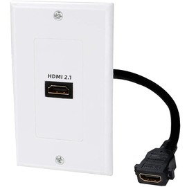 tunghey 1-Pack 1-Port 8K HDMI Wall Plate in White with 8K 60Hz and 4K 120Hz (HDMI Outlet, HDMI Wall Outlet, HDMI Box Supporting VRR, ALLM and HDR) (1Pack 1Port)