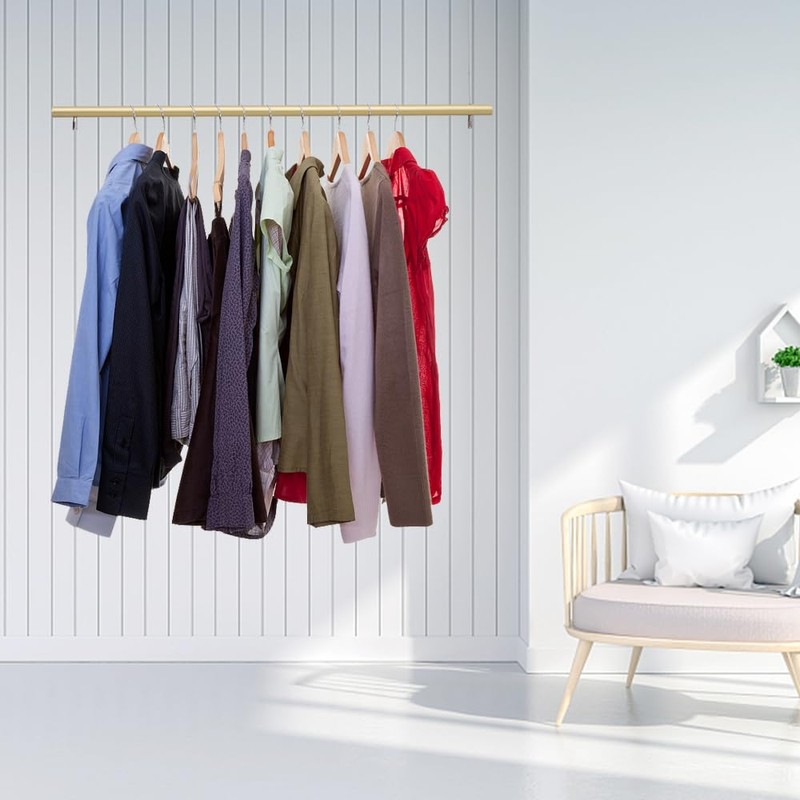 DDBESSIC Gold Ceiling Drying Rack Closet Rods 40''L Pipe Garment