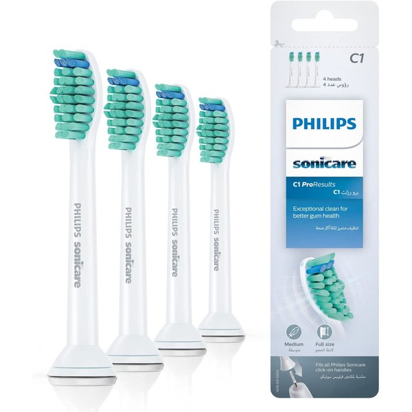Philips Genuine Sonicare Pro Results Brush Heads, White, Pack of 4 - HX6014/07