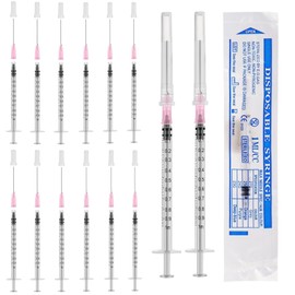 Syringe with Luer Plastic Syringe Cannula Syringe Set with Blunt Needles for Refilling Measuring Oil Glue Applicator Liquids Feeding Pets Science Laboratories (1 ml)