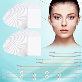 BAIGUOZH 120PCS Face Lift Tape with 8PCS Lifting Cord Kit, Face Lift Tape Invisible, Face Tape Lifting Invisible for make-up Contouring, Fast Lifting and Tightening of The Neck and Double Chin.