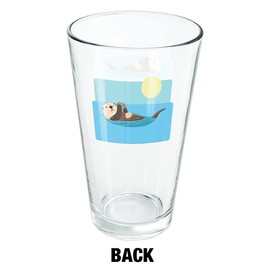 LOGOVISION Sea Otter Eating Giant Clam 16 oz Pint Glass, Tempered Glass, Printed Design & A Perfect Fan Gift | Great for Cold Beverages, Soda, Water
