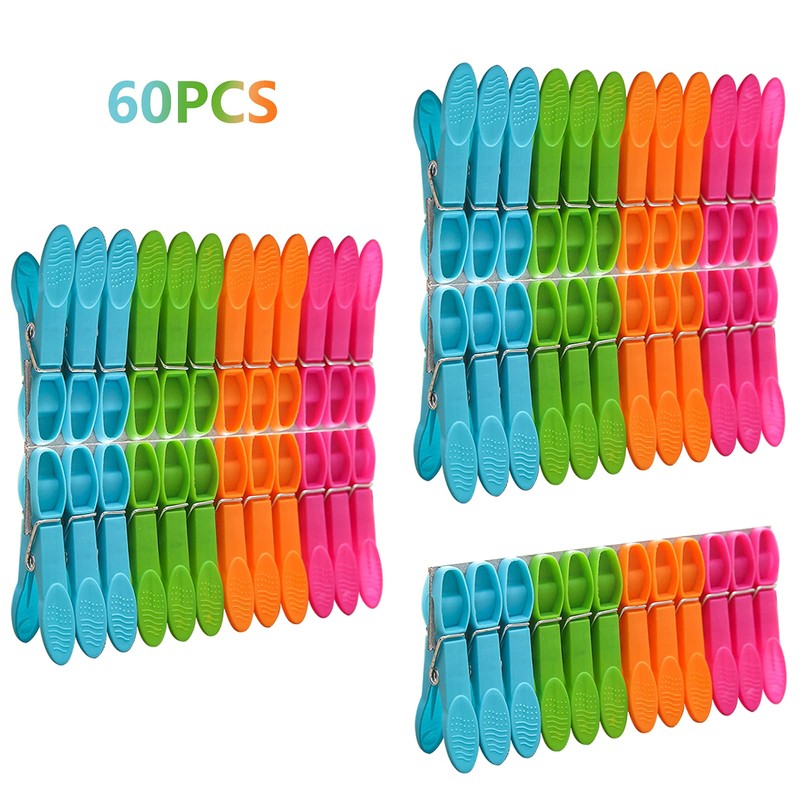 VEGCOO Clothesclips 60 Pieces Set with Bag Clothespins Durable and