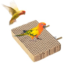 Bird Perch Parrot Toy Cardboard Paper Parakeet Perch Stand Nail Sharpener Perch Chew Toy Birds Training Perch Bunbird Cockatiel Cage Perch (Khaki, S: 5.9 x 5.9 x 1.2 inches (15 x 15 x 3 cm)
