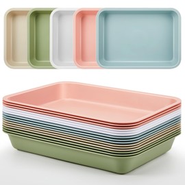 Mifoci 15 Pcs Activity Plastic Art Trays Morandi Color Art and Craft Tray Stackable Plastic Serving Trays for DIY Projects Painting Beads Home Classroom Storage (12 x 9 x 2 Inch)