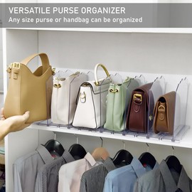 Purse Organizer for Closet Shelf 8 Divider, Adjustable Divider Closet Organizer, Shelf Dividers Storage Organizer for Purse and Handbag Closet Shelves (Clear)