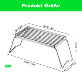 Folding Cooking Grate, 30 x 16 cm, Camping Grill Grate, Outdoor Grill for Standing Grate, Beach Grill, Portable Campfire Grill for Camping, Trekking, Garden and Outdoor Barbecue Fun