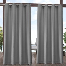 Exclusive Home Indoor/Outdoor Solid Cabana Grommet Top Curtain Panel, Medium Grey, 54x96, 2 Piece