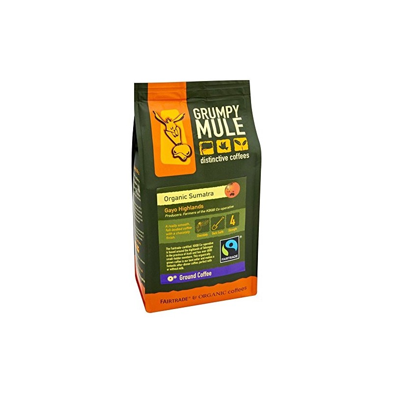 Grumpy Mule Fairtrade Organic Sumatra Coffee (227g) - Pack of
