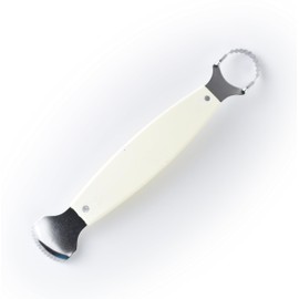 Round Edge Cut Coconut Grater - Durable Sharp Stainless Steel Blade Shredder & Multi-Purpose Rasp for Easy Use Efficient Shredding Tool (Plastic Handle)