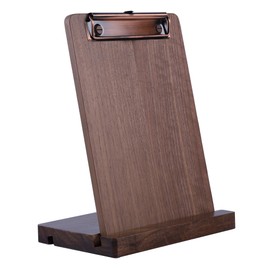 A5 Clipboard,Walnut Wood Clipboard with Adjustable Base Set & Concealed Hanging Hole,Wooden clipboard A5 Clipboards Clip Boards, Perfect as Display Stand and Receipt Holder