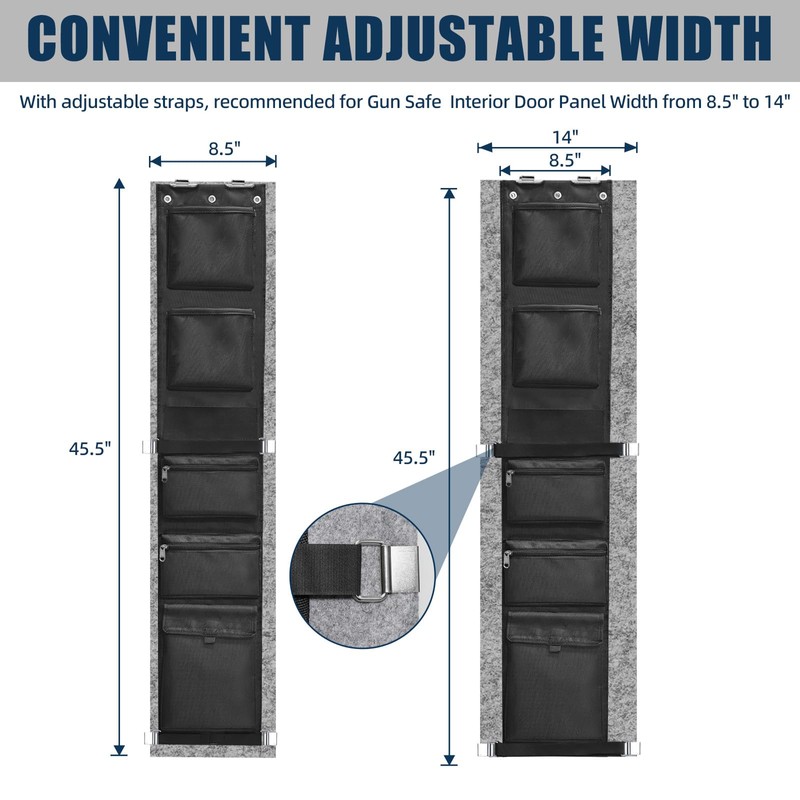 XTQINJIN Gun Safe Door Organizer, Gun Safe Accessories Storage with