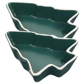 BESPORTBLE Tree Shaped Candy Dish: 2pcs Christmas Tree Shaped Ceramic Candy Dishes, Small Christmas Tree Bowl