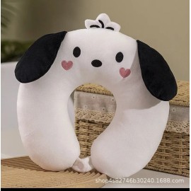 sanrio U Shape Travel Pillow Set for Airplane - Inflatable Neck Pillow for Airplane - Pochacco