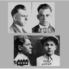 John Dillinger+Baby Face Nelson Mug Shot 2 PHOTOS Lot, Prohibition Gangsters
