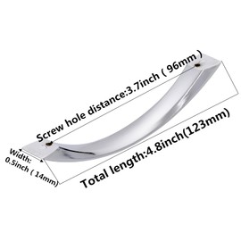 SYZOW Cabinet Arch Pull - Chrome Furniture Handle, 6 Pack 96mm Hole Center Cabinet Pulls Cabinet Handles Cupboard Handles Kitchen Cabinet Hardware for Cupboard