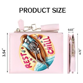 GEEAD Small Wallets for Women Slim Compact Bifold Card Holder Wallet with Zipper Keychain Coin Pocket