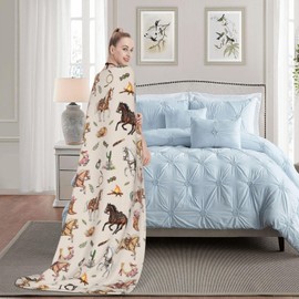 Nmbvcxz Horses Fleece Blanket 50"x40"