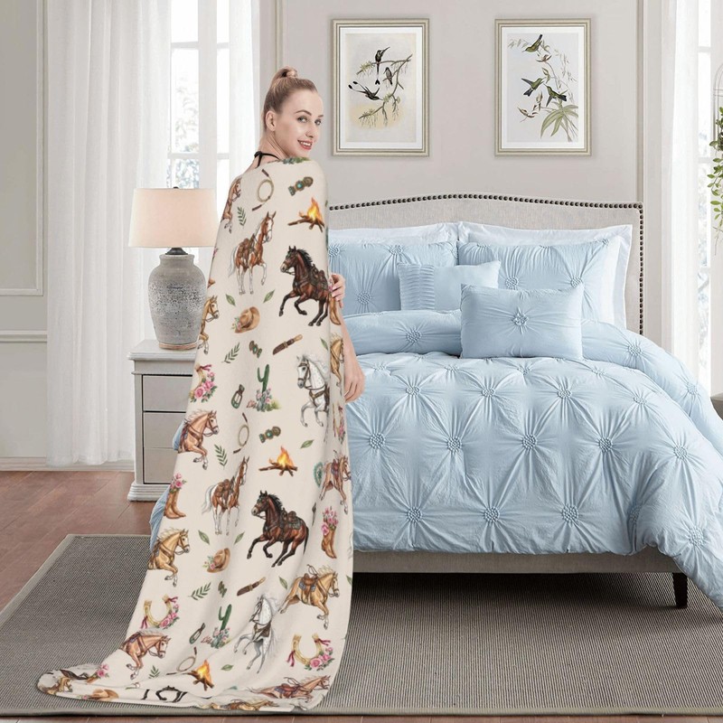 Nmbvcxz Horses Fleece Blanket 50"x40"