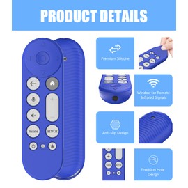 [2 Pack] AGENTNANO for Google TV Streamer 4K Silicone Remote Case Cover, Google TV Remote Control Protective Sleeve for Google TV Streamer 4K Controller with Lanyard|Anti Slip/Shock Proof(Black+Blue)