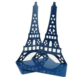 Cute Eiffel Tower Desk Holder Book Organizer Metal Decorative Bookend (Navy)
