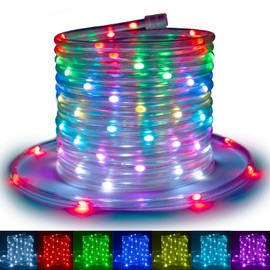 WYZworks 33ft LED Rope Light, 16 Dynamic Color-Changing Modes, 7 Primary Colors w/Controller, ETL Certified Waterproof Outdoor Lighting Decor, Exterior Christmas Holiday Accent Lights