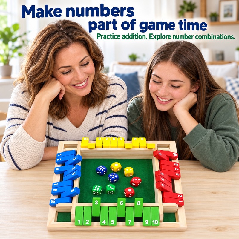 Multicolor Wooden Shut The Box Game for 4 Players –