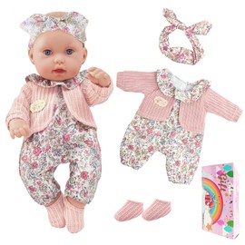 12 Inch Baby Dolls and Baby Doll Clothes, 1 Baby Doll, 1 Clothes Outfits, 1 Hairband, 1 Socks, 1 Gift Box, 30-35 cm Doll Clothes Girls Birthday Gift