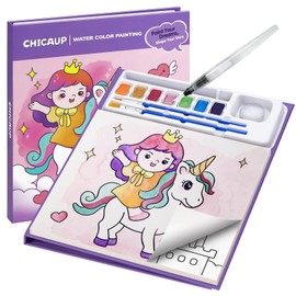 Paint with Water Coloring Books for Kids, Mess Free Watercolor Painting Kit Painting Activity for Kids Ages 3-5 4-8, Arts Crafts Drawing Gift Toy for Boy Girl (Purple)