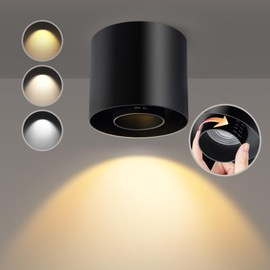 OTeedo 30W Zoomable Ceiling Light Fixture,LED 3 Color Dimmable 4.7" Cylinder Flush Mount Down Lights,20w/10w Power Adjustable Ceiling Lights Spot Light Indoor for Living Room Hallway Kitchen Black