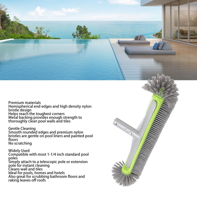 Pool Cleaning Brush Head Plastic Nylon Bristles Prevent Scratch Swimming