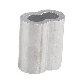 Futheda 50 pcs Aluminum Crimping Loop Sleeve Clips with Double Ferrules/Holes for 4.0mm Cable Wire Rope Silver Tone
