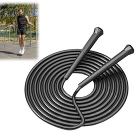 hoeslaw 10FT Speed Jump Rope with Handle, Professional Fitness Lightweight Skipping Rope for Boxing Cross Fit Exercises Gym Cardio Endurance Training, Gifts for Men Women Sport Lovers (Black)