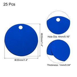 Rebower Aluminum Blank Tags Engraving Metal Stamping Blanks,[for Number Tag, Dog Tag,Pendant Decoration] - Dia 1.4 Inch/Blue / 25 Pcs
