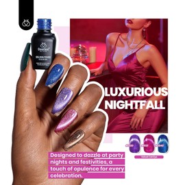 Beetles Cat Eye Gel Nail Polish Set-36 Colors Red Purple Brown Green Burgundy Magnetic Gel Nail Polish with Base Gel Glossy Matte Top Coat Magnet,Soak off UV Nail Gel DIY Nail Art Gift for Women