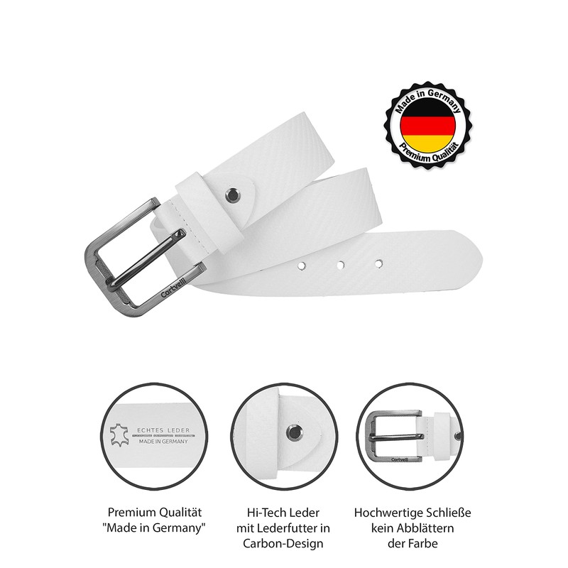 Cartvelli Premium Men's Carbon Leather Belt - Made in Germany