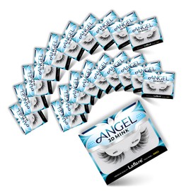 Laflare Laflare® 3D MINK ANGEL Eyelashes,20 Single Packs Luxury Synthetic False Eyelashes,16mm Dramatic Look Maximum Volume. Flare shape, Reusable Faux Lashes (AM02X20P, 20, Count)