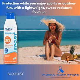 Equate Sunscreen SPF 30- Sport Broad Spectrum Spray (Pack of 1), Boxed By Fusion Shop Store