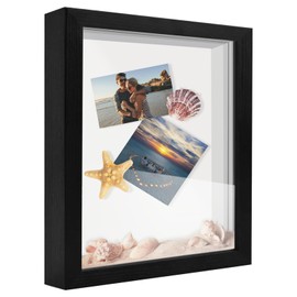 SUNMEG 5x7 Shadow Box Frame Display Case, Wood with Plexiglass, Display Case Box for Memorabilia, Medal, Crafts,Tickets and Photos, Picture Frame for Wall and Tabletop (Black, 5x7)