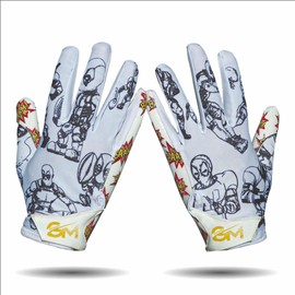 Grip Mania Emoticons V1 Mens Football Gloves, Youth and Adults Sticky Receiver Gloves (Anti-Hero, Adult Large)