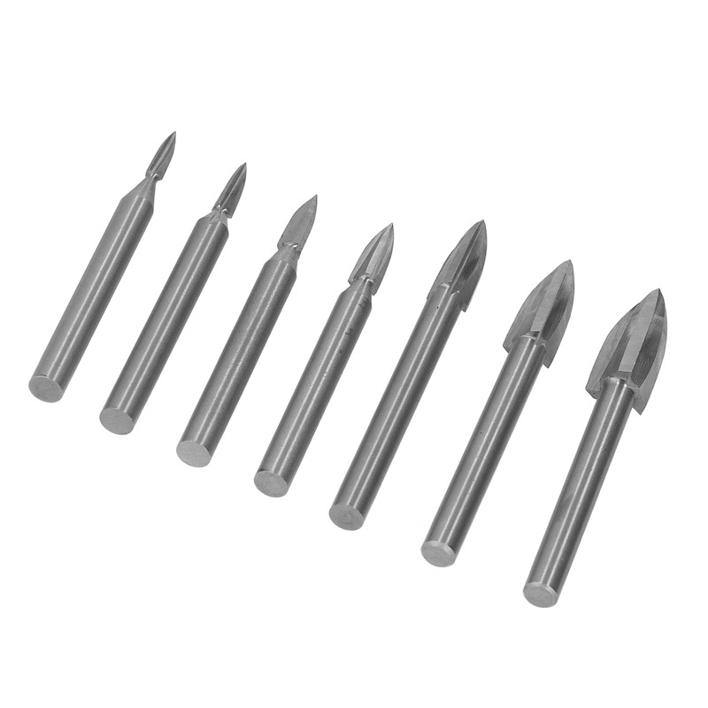 7Pcs Engraving Drill Bit 6mm Shank High Speed Steel Carving