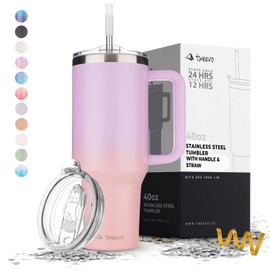 tweevo 40 oz Tumbler With Handle and Straw Made of Stainless Steel - Double Wall Vacuum Insulated Tumbler With Lid - Sweat Proof Easy Grip, BPA-Free, Dishwasher Safe Tumbler (Gradient Purple)