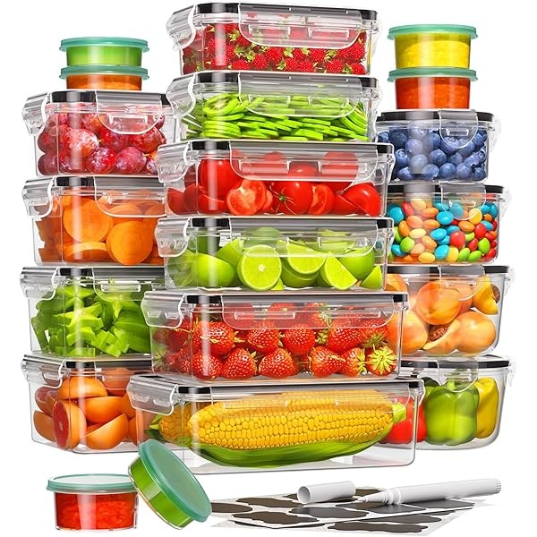 40 Piece Food Storage Containers with Lids(20 Containers & 20