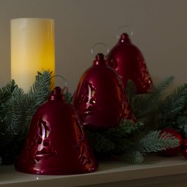 Northlight Musical Lighted Red Bells Christmas Decorations - 6.5" - Red - Set of 3
