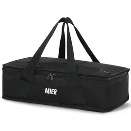 MIER Insulated Casserole Carrier for Hot or Cold Food Thermal Food Carrier Bag for Lasagna Potluck Parties Picnic Cookouts, Fits 9"x13" Baking Dish/Foil Pan, Black